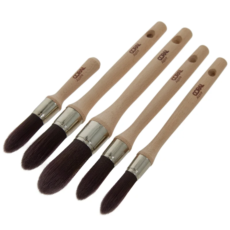 Coral Aspire Round Sash Paint Brush Set 5 Piece